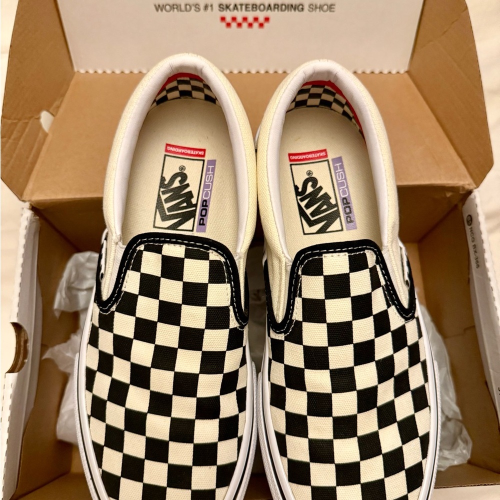 Vans Skate Slip-Ons - (Checkerboard) Black / off